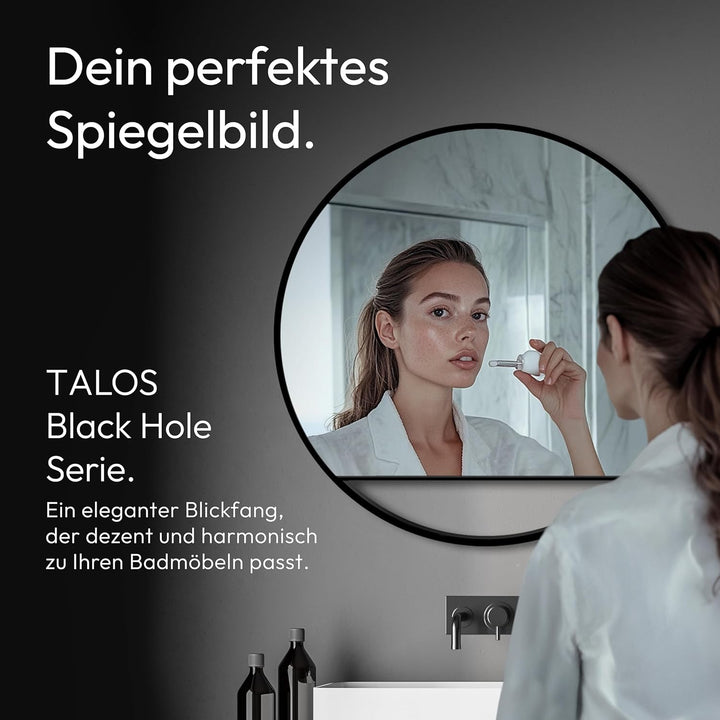 Talos Dekorativer Wandspiegel Black Hole matt schwarz matt Ø 80 cm, 50282 Ø 80 cm Schwarz Matt, Ø 80