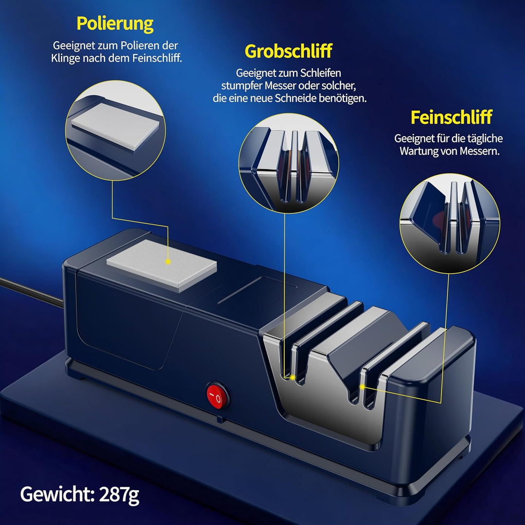 Elektrischer Messerschärfer, Profi-Diamant-Messerschärfer, Leisem Motor, Schnelles für Küchenmesser,