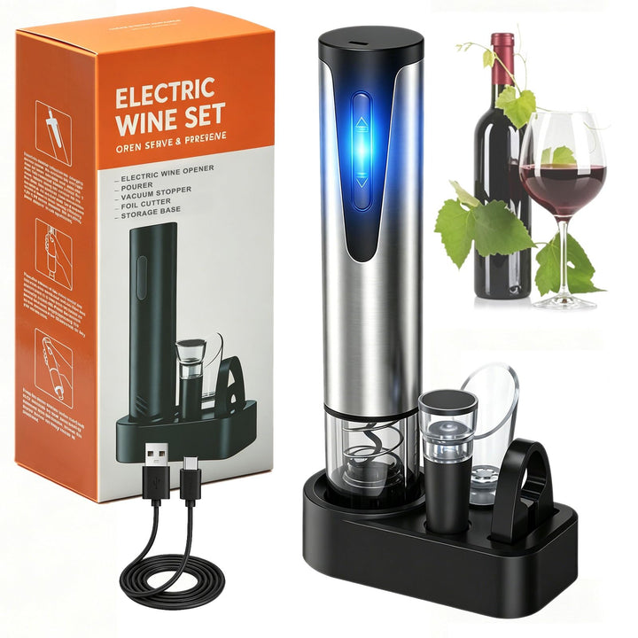 Elektrisches Weinflaschenöffner-Set Wiederaufladbares 5-in-1 Elektrischer Weinöffner Geschenkset, mi