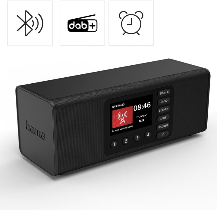 Hama Digitalradio mit Wecker (DAB Radio mit grossem Display, Küchenradio, DAB+, Seniorenradio mit ei