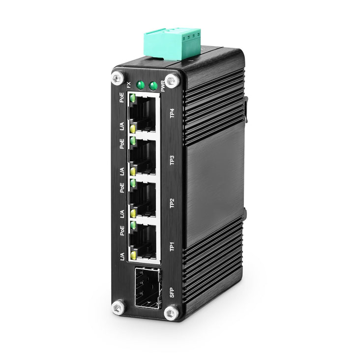 MokerLink 5 Port Gigabit Industrial Solar Battery UPS PoE Switch, Eingang DC9V-54V to Ausgang DC48V,