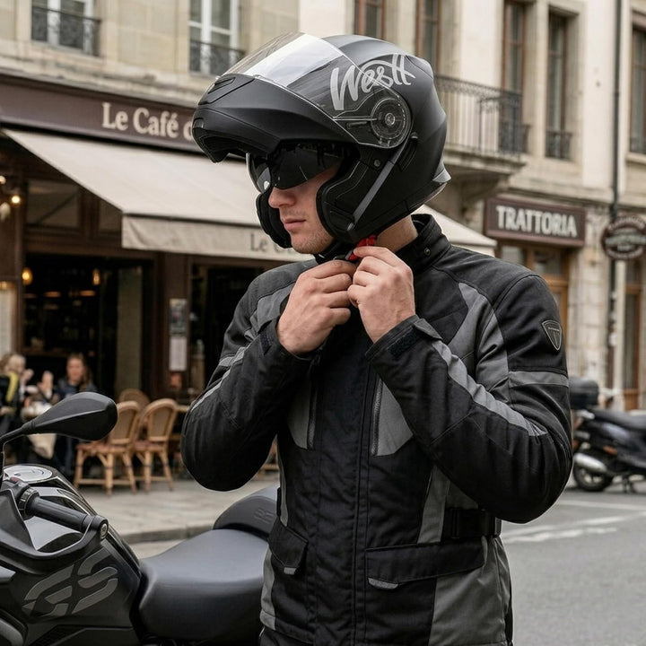 Westt Klapphelm Flip up Motorradhelm Integralhelm Herren Damen mit verstärktem Kinnschutz Chopper Mo