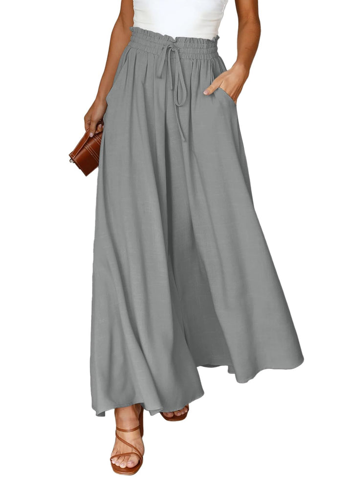 Dokotoo Sommerhose Damen Leicht Palazzo Hose Elegant Sommer High Waist Baggy Freizeithose Baumwolle