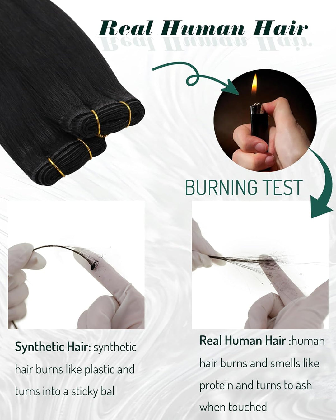 RUNATURE Echthaar Tressen 50cm Schwarz Zum Tressen Echthaar Einnähen Schwarz 100g Lang Extensions Ec