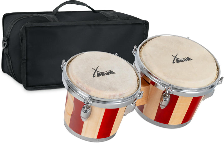 XDrum Bongos Retro - 2 Trommeln mit 16,5 cm (6,5") und 19 cm (7,5") Durchmesser - Bongotrommeln mit