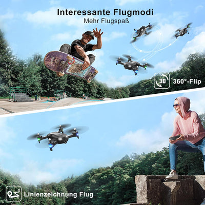 Wipkviey T26 Drohne mit Kamera 1080P, RC Faltbare FPV Quadcopter mit 2 Batterien, 26-30 Min. Flug, 3
