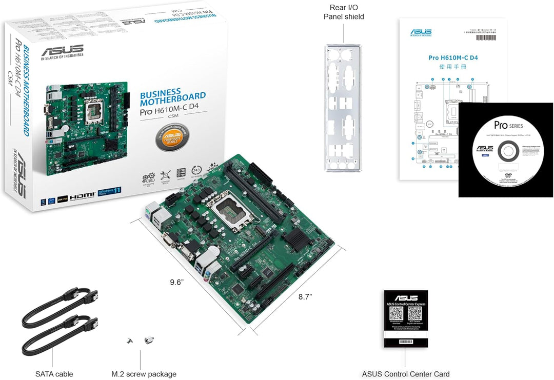 ASUS Pro H610M-C D4-CSM Business Mainboard Sockel Intel LGA 1700 (mATX, PCIe 4.0, ASUS COM Debug Hea