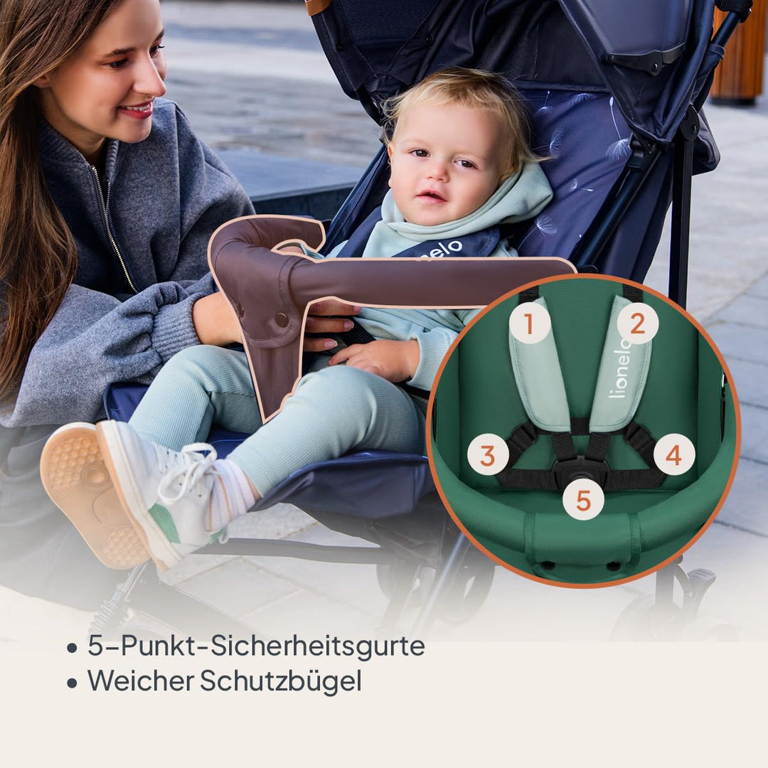 LIONELO Elia Buggy Klein Zusammenklappbar Kinderwagen Bis 15 Kg, Rücken Und Fussstützenverstellung H