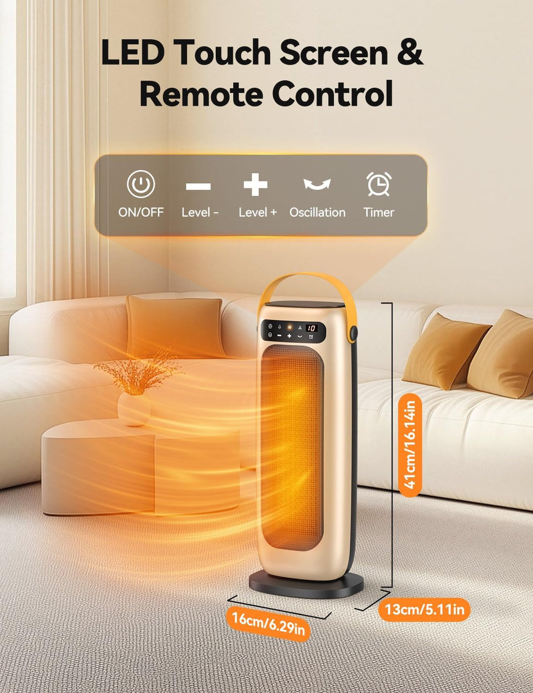 Heizlüfter Energiesparend, 35dB Leise & Kraftvoll 1500W PTC Keramik Heizlüfter mit Fernbedienung, 4