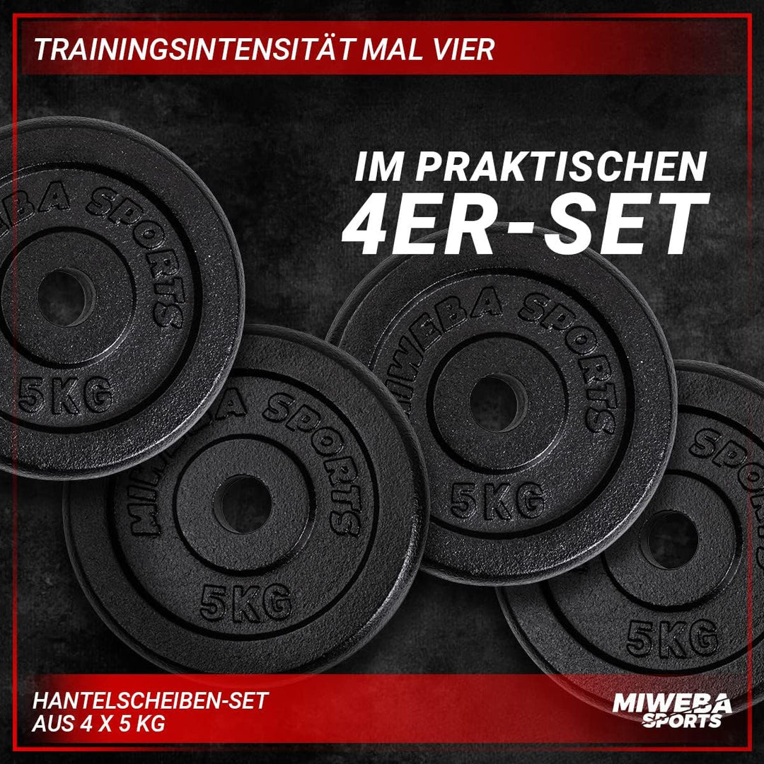Miweba Sports Hantelscheiben Set HSG | 𝐏𝐫𝐨𝐟𝐢 Hanteln - 1.25-10.0 Kg Hantelscheibe - Hantel Scheiben