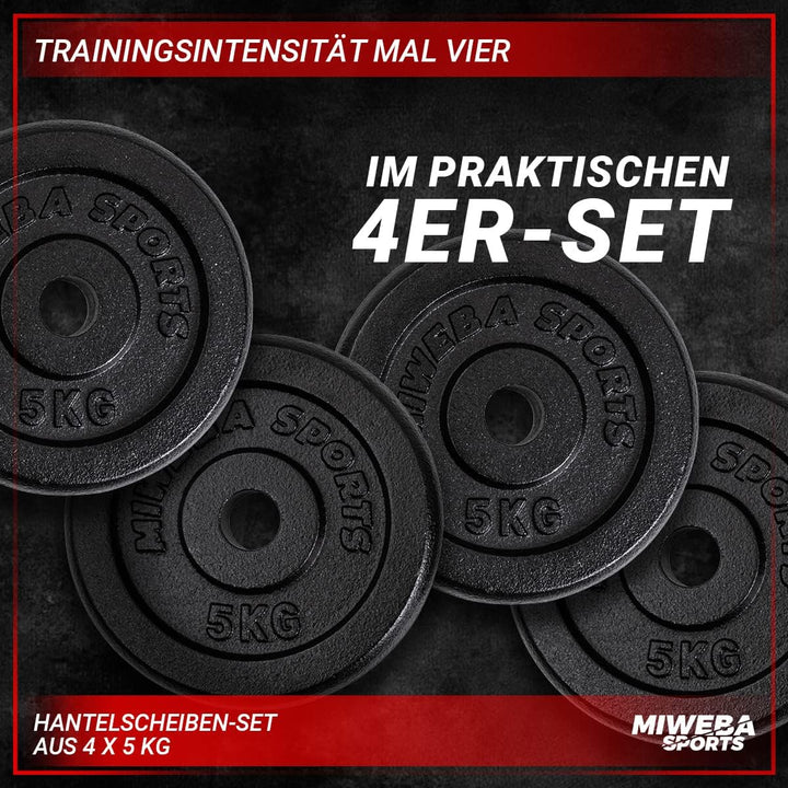 Miweba Sports Hantelscheiben Set HSG | 𝐏𝐫𝐨𝐟𝐢 Hanteln - 1.25-10.0 Kg Hantelscheibe - Hantel Scheiben