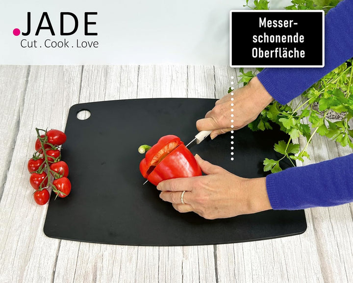 JADE Schneidebrett Gourmet Kitchen mit Aufhängeöse (44 x 32,5 cm) - Zellulose-Laminat, schwarz - spü