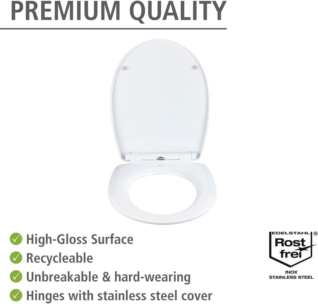 WENKO WC-Sitz Boat, High Gloss Oberfläche, Toilettendeckel mit Absenkautomatik aus bruchstabilem The
