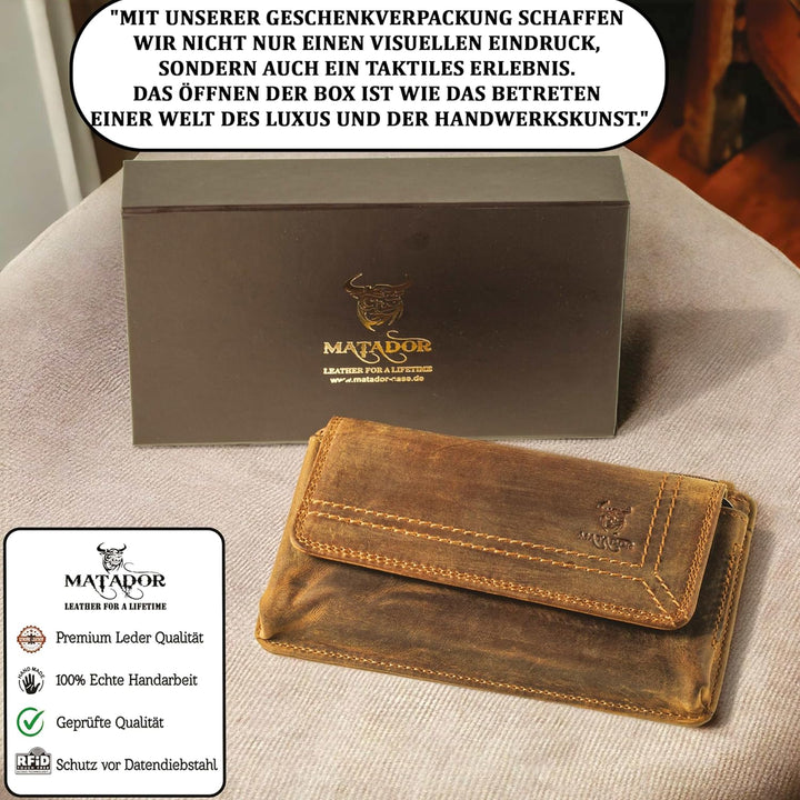 MATADOR 2in1 Echtleder Handytasche Gürtel mit Reissverschlussfach #Brisbane, mit edler Geschenkbox u