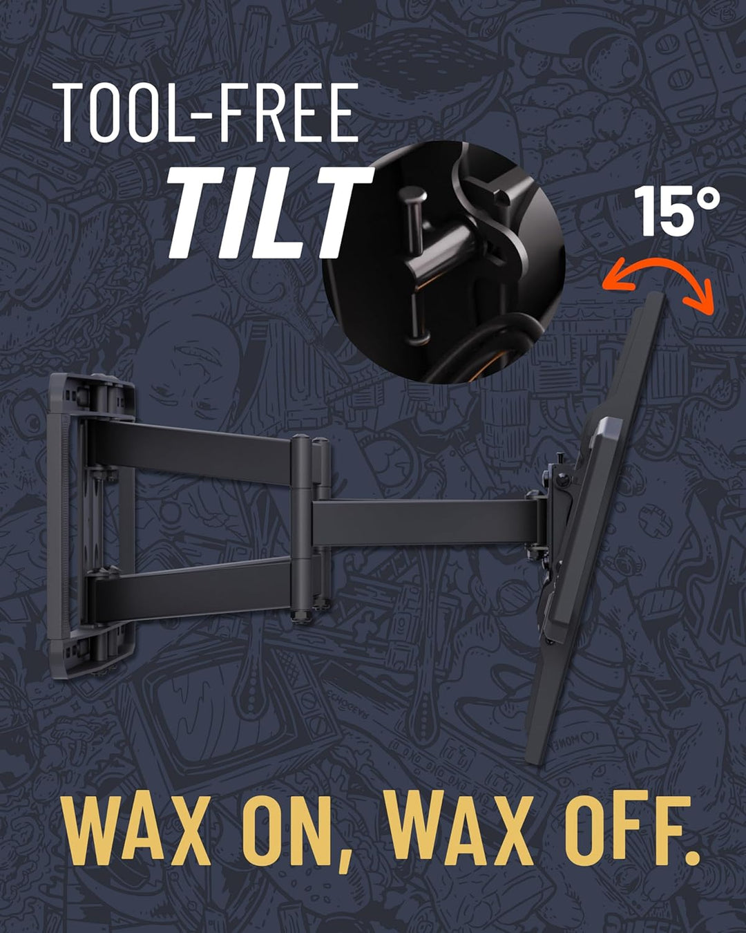 ECHOGEAR Full Motion Articulating TV Wall Mount Bracket for 42"-86" TVs - Easy to Install On 16", 18