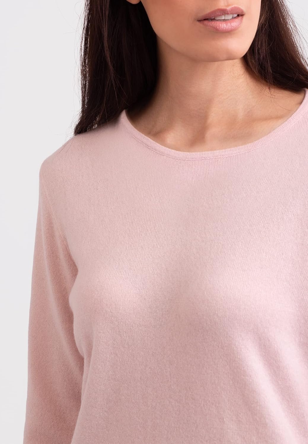 100% Kaschmir Damen Pullover | Sweater Rundhalsausschnitt 2-fädig XS Puderrosa, XS Puderrosa