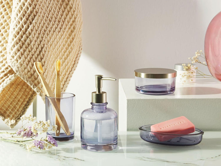 Badezimmer Set 4-teilig aus Glas violett eleganter Stil Telma