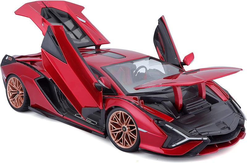 Bburago Lamborghini Sian FKP 37: Modellauto im Massstab 1:18, Türen, Kofferraum und Motorhaube beweg