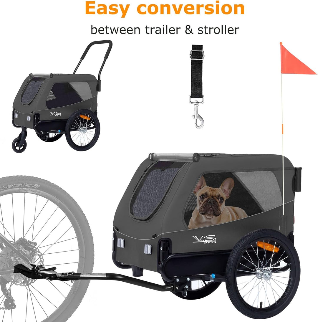 Tiggo VS Pets Medium Hundeanhänger & Buggy 2in1 Fahrradanhänger Hundebuggy Jogger 80204 Grau, Grau