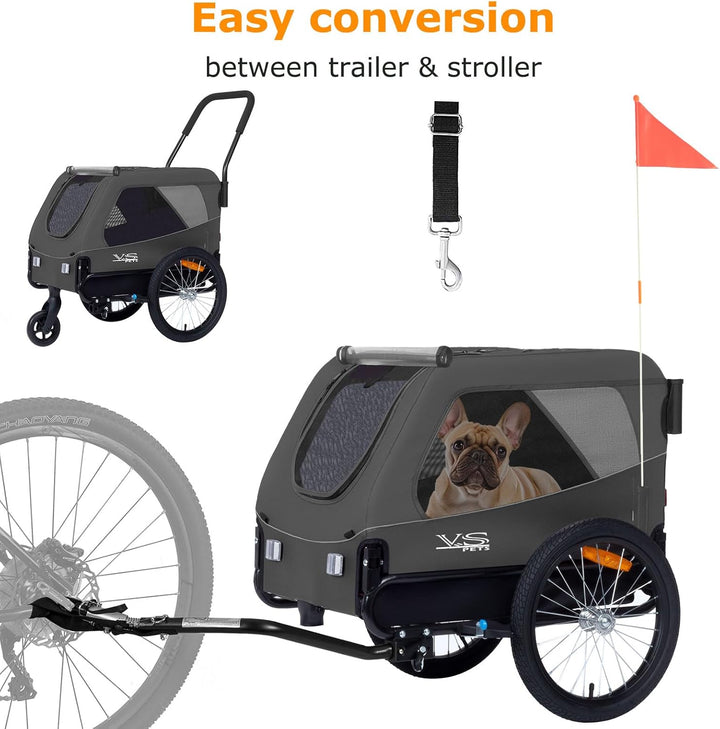 Tiggo VS Pets Medium Hundeanhänger & Buggy 2in1 Fahrradanhänger Hundebuggy Jogger 80204 Grau, Grau