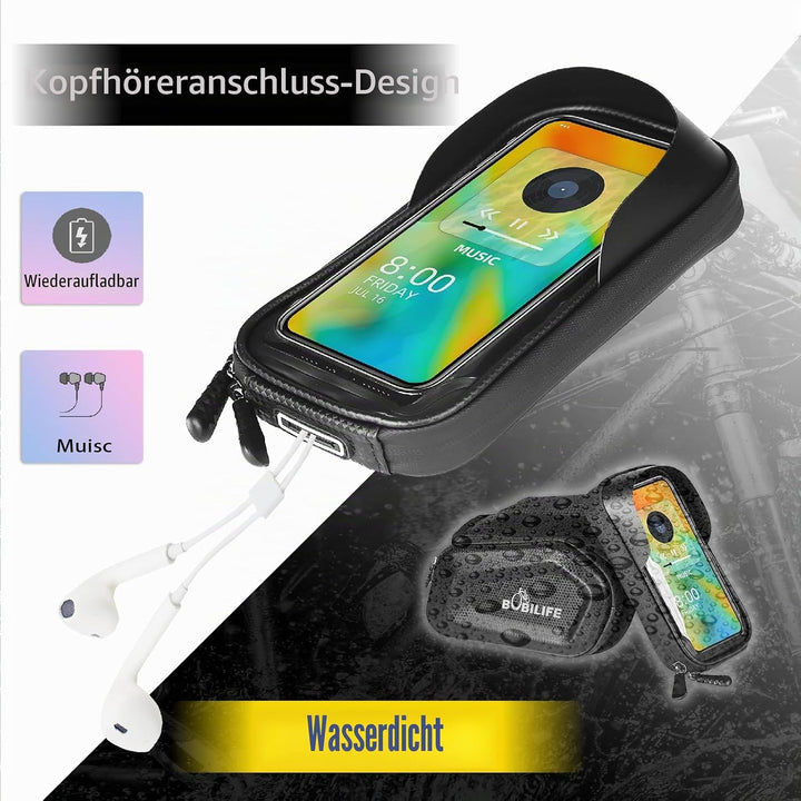 Fahrradrahmentasche mit Handyhalterung, beidseitig, Doppeltasche, wasserdicht, für Fahrrad, Oberrohr