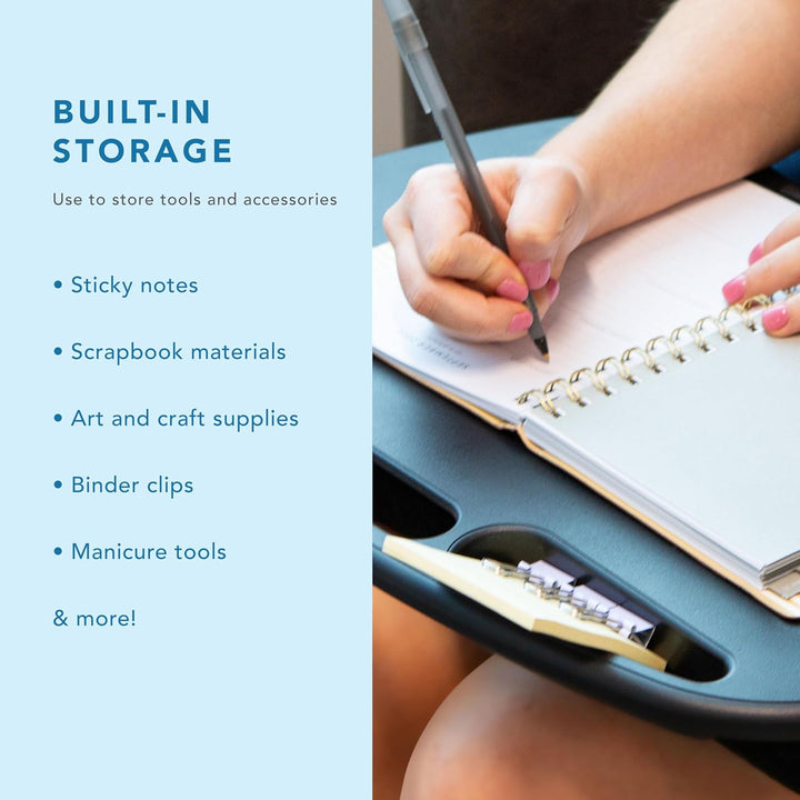 LapGear MyDesk Schossschreibtisch mit Gerätekeile und Handyhalterung, Schwarz, für bis zu 15,6 Zoll