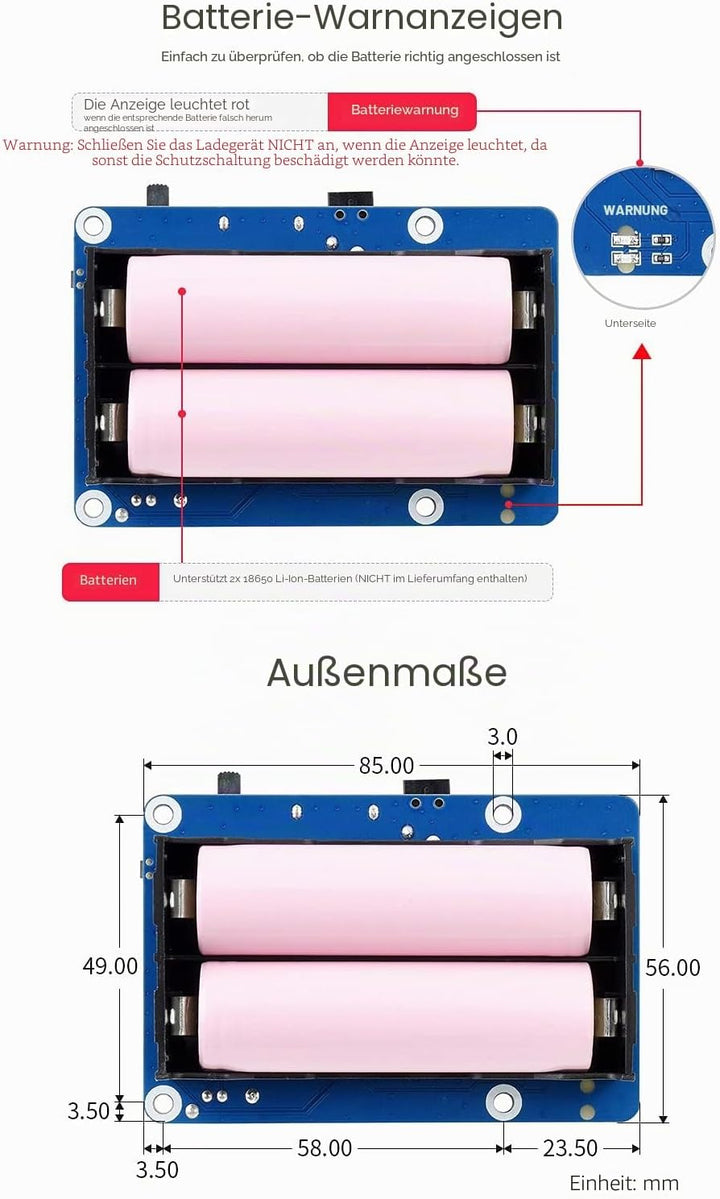 Waveshare UPS Hat (B) for Raspberry Pi 5V Uninterruptible Power Supply 5A High Current with Pogo Pin