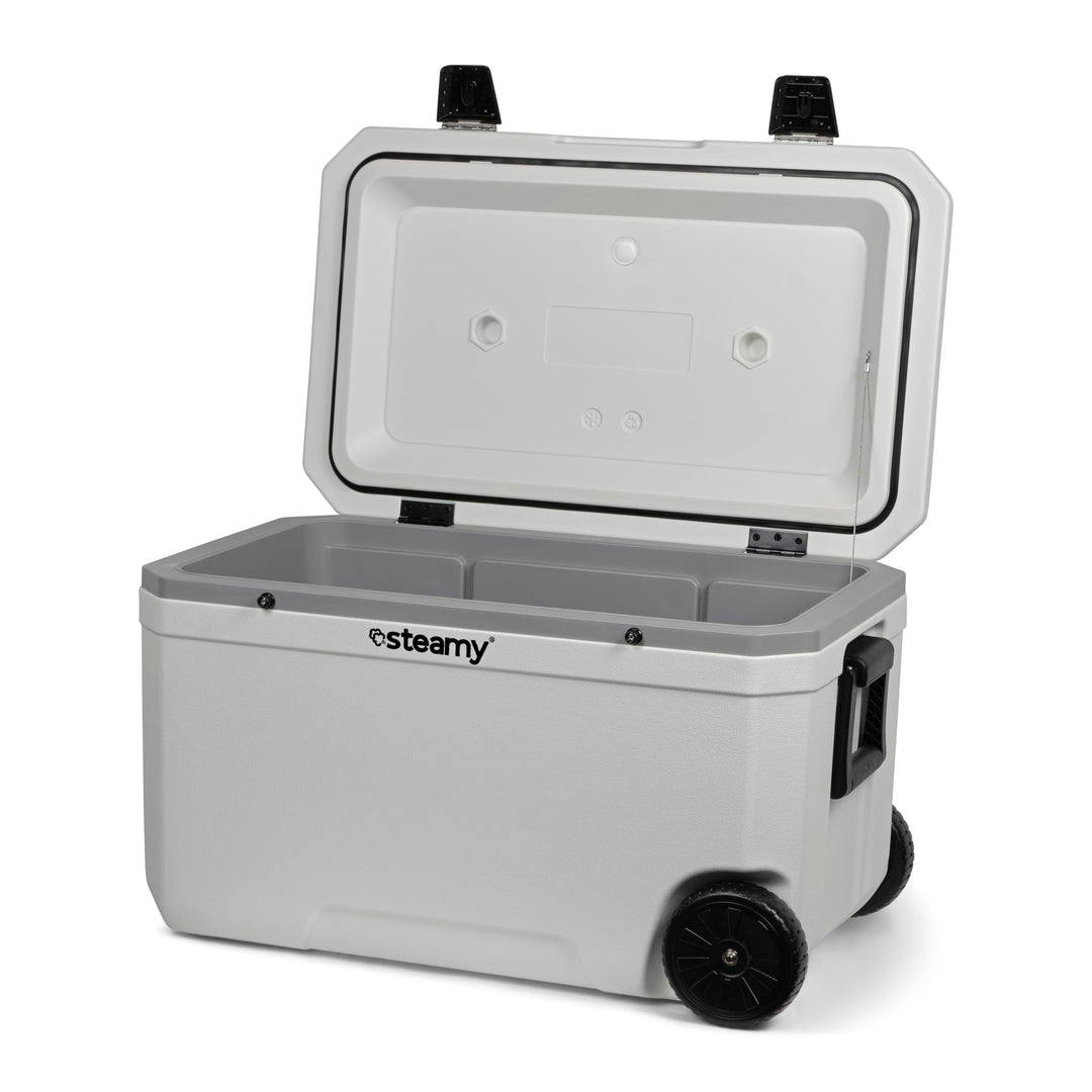 Steamy Marine 70 Roller Kühlbox mit Rollen, 70 Liter, Weiss