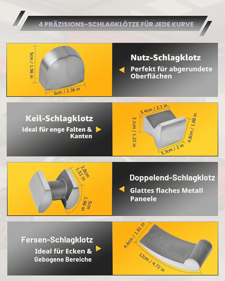 DAYUAN 7 TLG. Karosserie Ausbeul Satz, Set von Hammern für Karosserie und Dellen