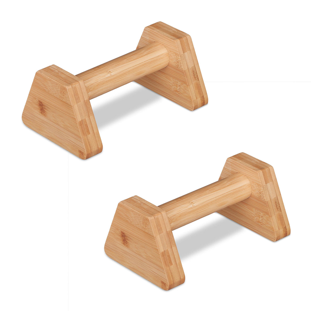Relaxdays Parallettes, 2er Set, Liegestützgriffe Bambus, HBT: 10,5 x 14 x 23 cm, Calisthenics, Hands