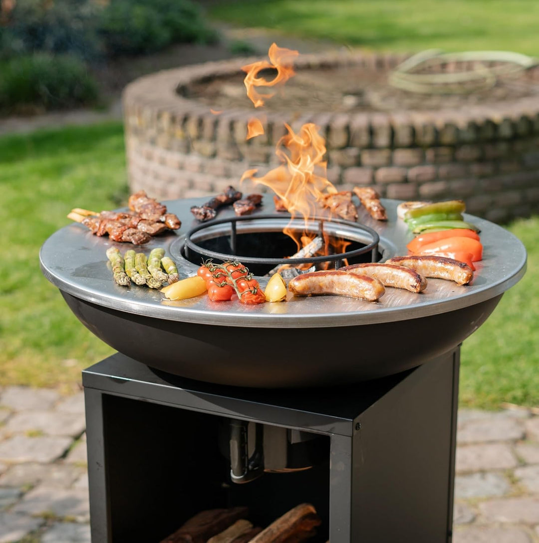 Plancha Grill Amigo Edelstahl Grillplatte BBQ Feuerschale Edelstahl mit Feuerplatte Outdoor Küche Gr