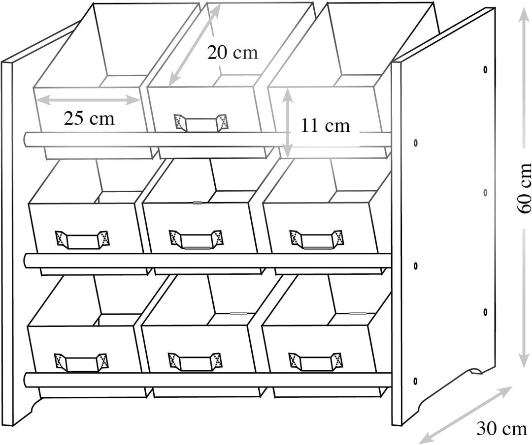 Kesper | Aufbewahrungsregal, Material: Faserplatte, Masse: 65 x 30 x 60 cm, Farbe: Weiss/Mint/Grau |