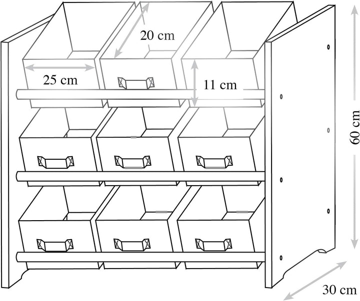 Kesper | Aufbewahrungsregal, Material: Faserplatte, Masse: 65 x 30 x 60 cm, Farbe: Weiss/Mint/Grau |