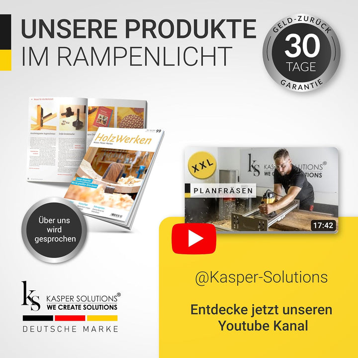 Kasper Solutions® Planfräser 12mm Schaft - Profi Hobelfräser für Oberfräse & CNC-Fräse - Robuster Ho