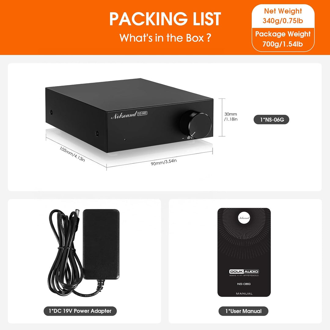 Nobsound 2-Kanal Mini Stereo Verstärker: 60Wx2 HiFi Klasse D Amplifier mit TPA3116 und 19V Netzteil