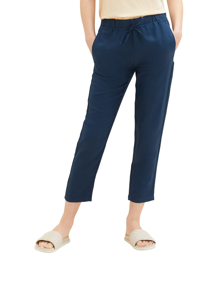 TOM TAILOR Damen Loose Fit Leinen Stoffhose 34W / 28L 11758 - Midnight Sail, 34W / 28L 11758 - Midni