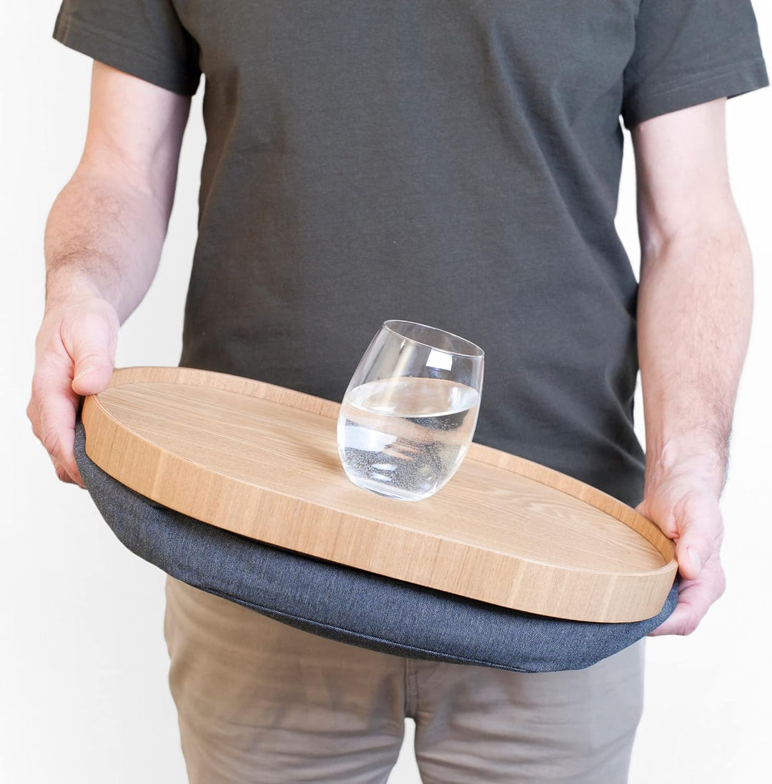 Knietablett mit Sitzsack-Kissen für Frühstück, Abendessen. Rrutschfestes Tablett. Abnehmbarer und wa