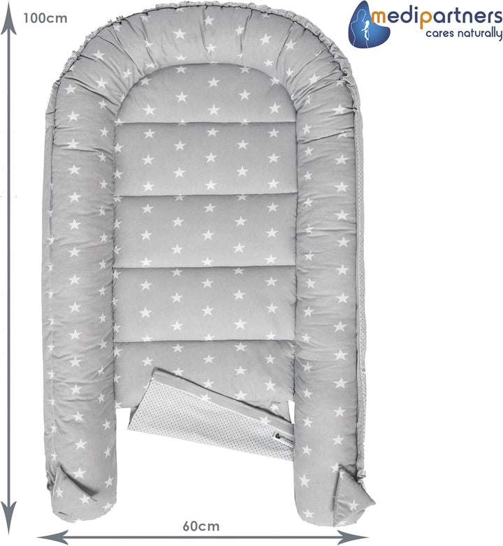 Medi Partners Babynest Kuschelnest Babynestchen 100% Baumwolle Nestchen Reisebett für Babys Säugling