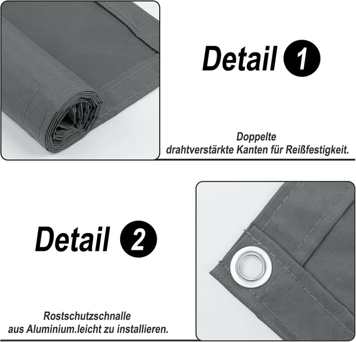 SUNNY GUARD Balkon Sichtschutz 150x600cm Balkonabdeckung PES UV-Schutz Balkonverkleidung wetterfeste