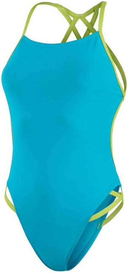 Speedo Damen Solid Freestyler 1 Stück Badehose, Grün (Aquarium/Atomic Lime), XL
