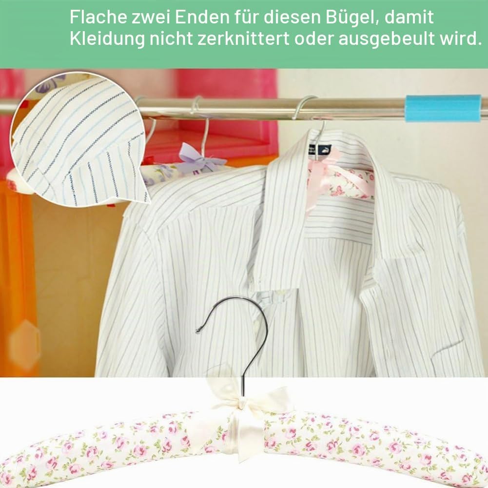 Kleiderbügel 10 Stück Lieferung mit Blumenmuster, gepolstert, weich, Gepolsterte Kleiderbügel Platzs