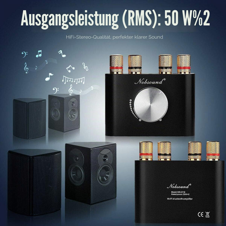 Nobsound Mini Bluetooth 5.0 Digital Power Amplifier HiFi Stereo Verstärker 2.0 Kanal 50W×2 Endstufe