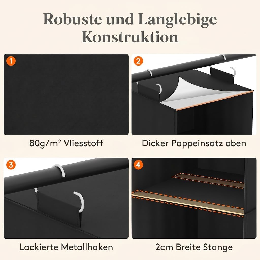 Lifewit 2 Stück Hängeregal, Schrank Organizer, Hängesystem Kleiderschrank, Hängeaufbewahrung aus Sto