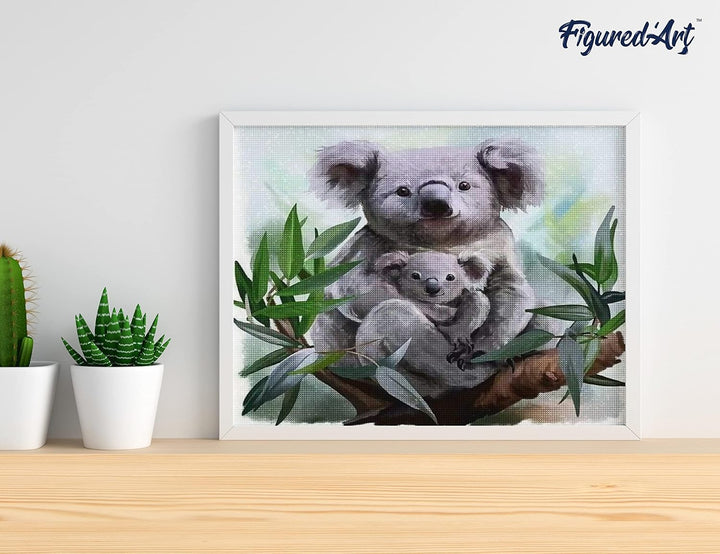 Figured'Art Diamond Painting Erwachsene 40x50cm Ganze Leinwand gerollt Koala und Baby 5D Bilder Ecki