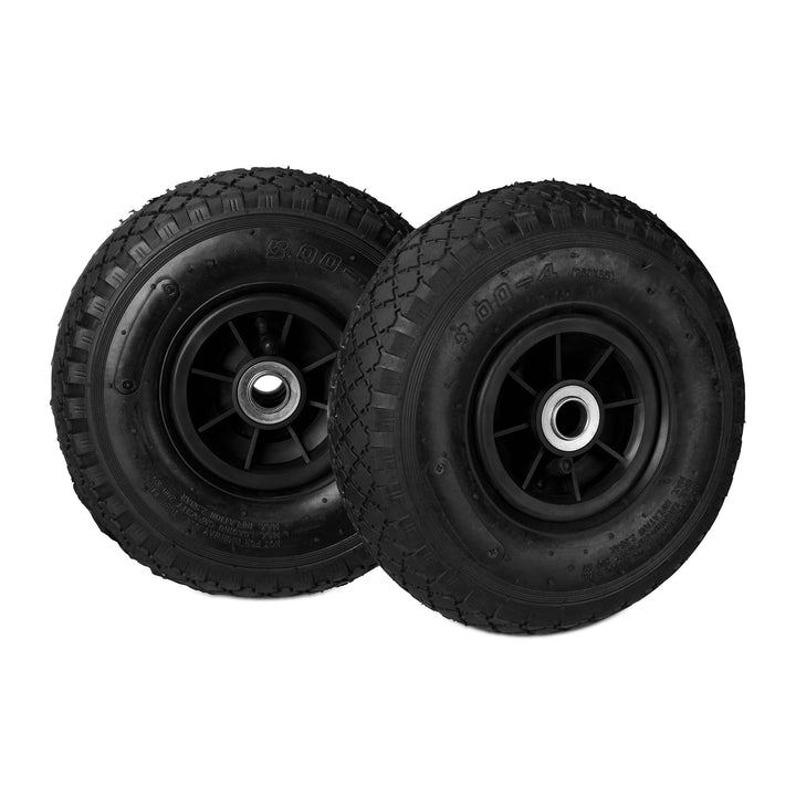 Relaxdays 4 x Sackkarrenrad 3.00-4 im Set, Ersatzreifen, luftbereift, bis 80 kg, Kunststofffelge, 26