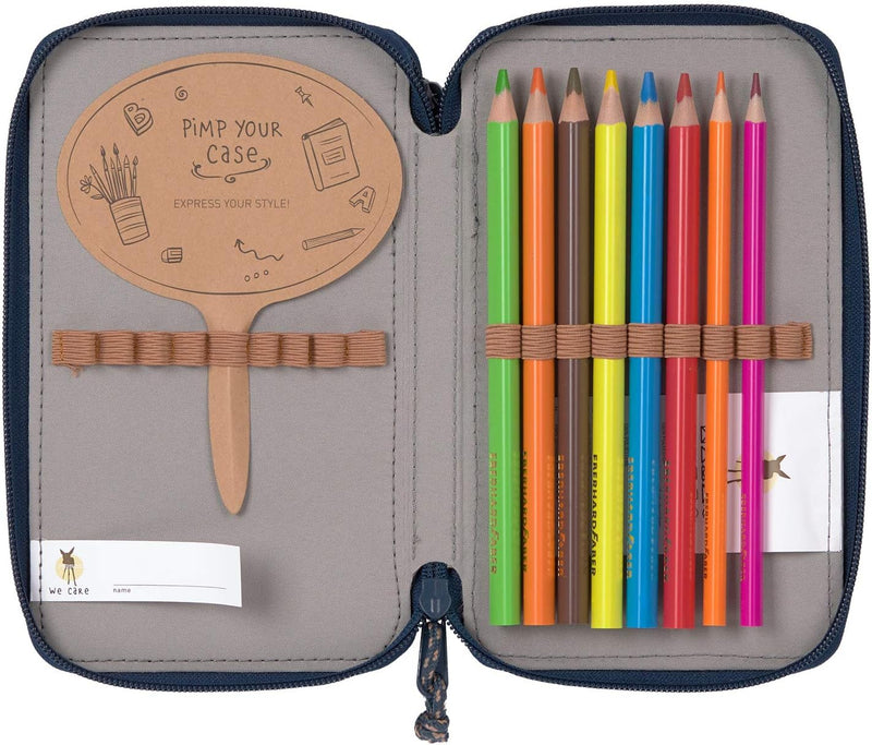 LÄSSIG Federmäppchen befüllt 20-teilig School Triple Pencil Case Unique