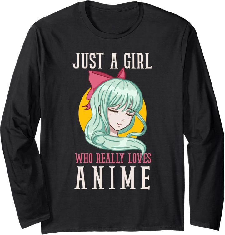 Just A Girl Who Really Loves Anime Japanische Manga Langarmshirt