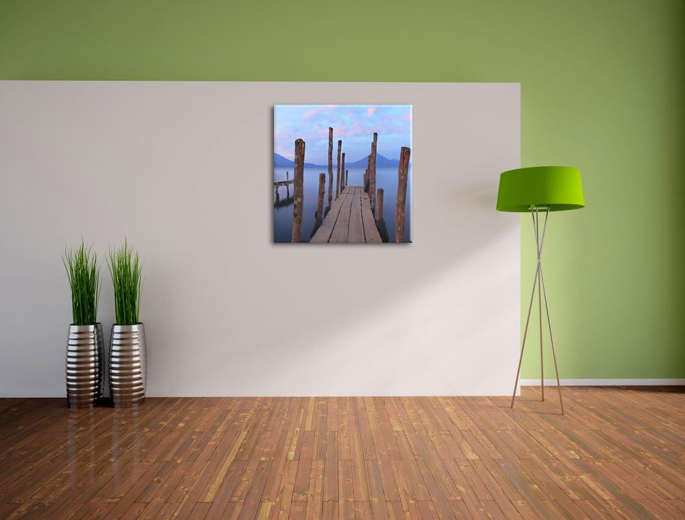 Pixxprint Holz im Wasser, Format: 70x70 auf Leinwand, XXL riesige Bilder fertig gerahmt mit Keilrahm