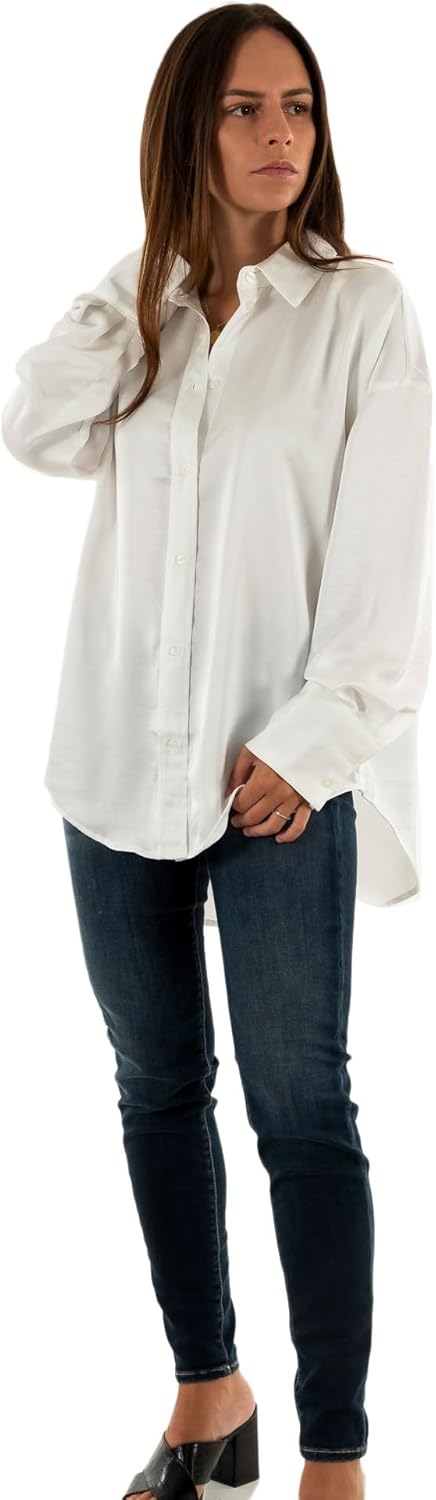 JJXX Damen Onlmarta Ls Oversize Satin Shirt Wvn L Cloud Dancer, L Cloud Dancer