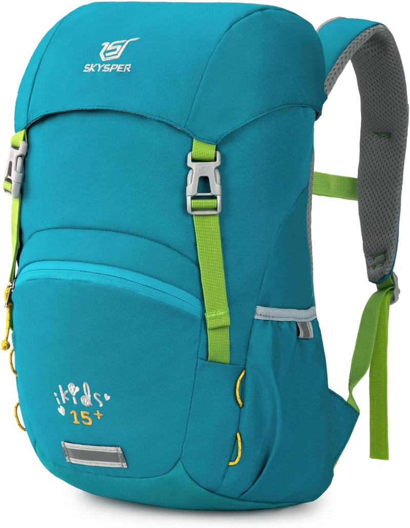 SKYSPER KIDS 15+ Kinderrucksack komfortabler Wanderrucksack Kinder für Jungen & Mädchen Cyan, Cyan